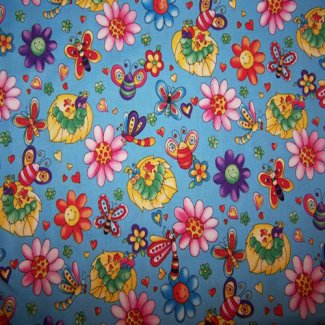 colorful bugs fabric