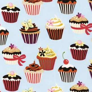 cupcakes blue fabric