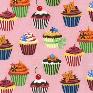 cupcakes light pink fabric