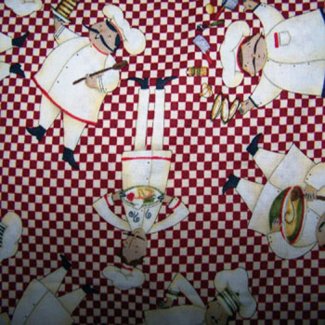 italian chef checkered background fabric