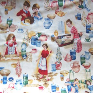 vintage kitchen scenes fabric
