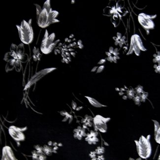 toile tulips flowers black fabric