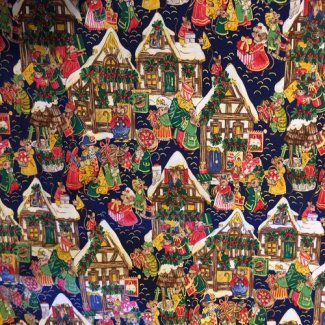 night before christmas town scene fabric