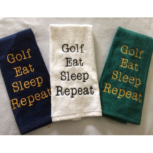 golf eat sleep repeat embroidered golf towel